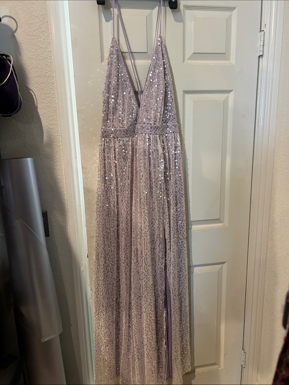 Fashion Nova Lavender Sequin Party Dress